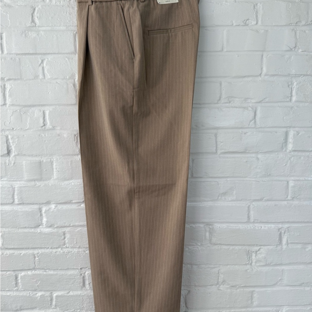 Rachel Zoe Women’s Pinstripe Tan Hi Rise Straight Leg Dress Pant Size 6 NWT